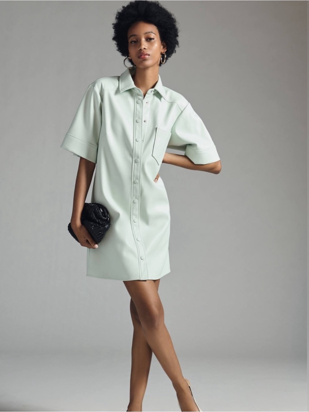 Maeve By Anthropologie Faux Leather Shirt Dress